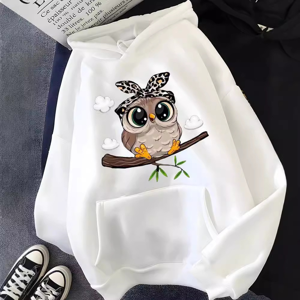 Hirsionsan Kawaii Cartoon Print Hoodies Women Overseas Spor