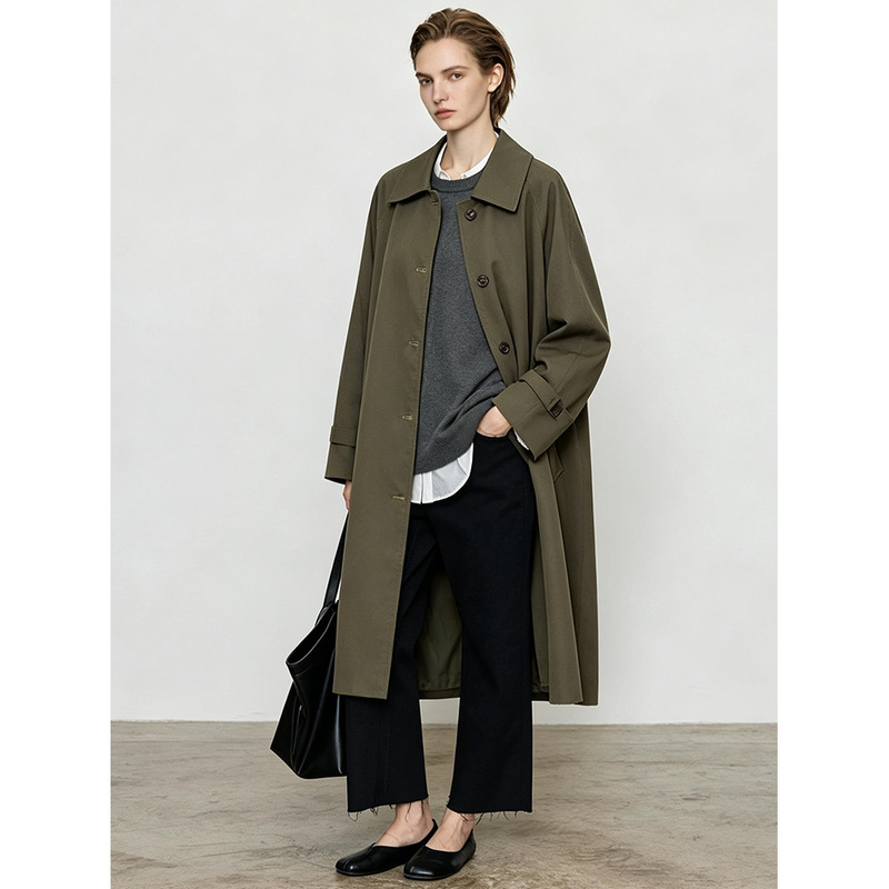 High-End Minimalist Style Trench Coat for Women, 2026 Autumn New Women's Fashion, Lapel Single-Breasted Commuter Coat, Long Style