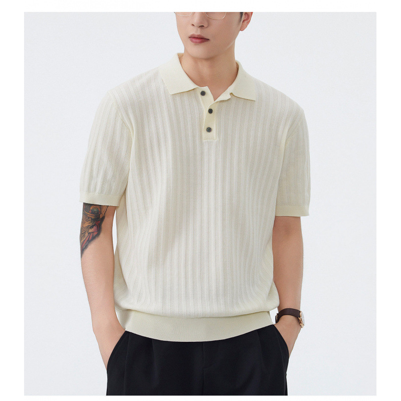 Summer New Arrival Men's Casual Polo Shirt Versatile Trendy And Luxurious Knitted Short Sleeve T-Shirt_viptrois.com