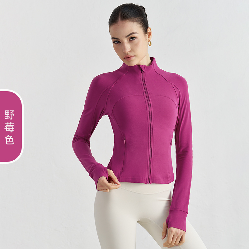 NUF otoño invierno desnudo sensación de yoga chaqueta deportiva de cuello vertical chaqueta deportiva de alta calidad de la mujer malla trasera ropa de yoga transpirable