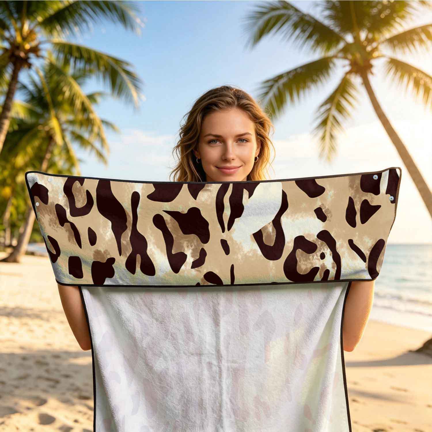 Printed bath towel and car seat cover 2-in-1, ultra-fine fiber outdoor beach and car dual-use universal seat cushion