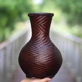 非遗手工竹编花瓶客厅插花器禅意茶艺插花篮摆件花篮竹工艺品花瓶