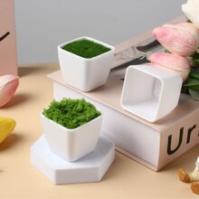 毛线编织手工迷你小花盆方形diy仿真草植绒钩织扭扭棒高颜值盆栽