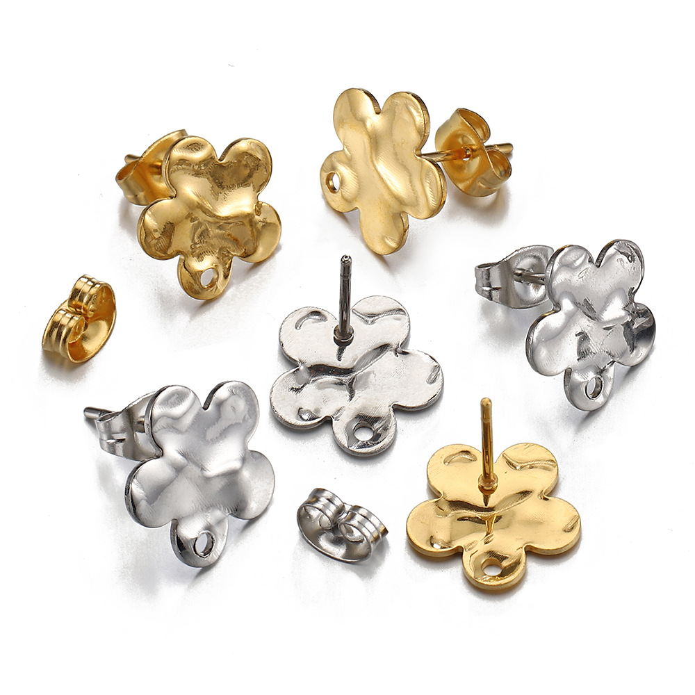 All Seasons Season 10 PCS/Package 12mm 304 Stainless Steel Flower Earring Findings DIY Ornament Accessories