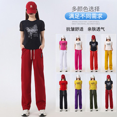2025 スクエアダンス夏の新作スーツメッシュトップカジュアルスポーツワイドレッグパンツスローダンスダンスパフォーマンス服