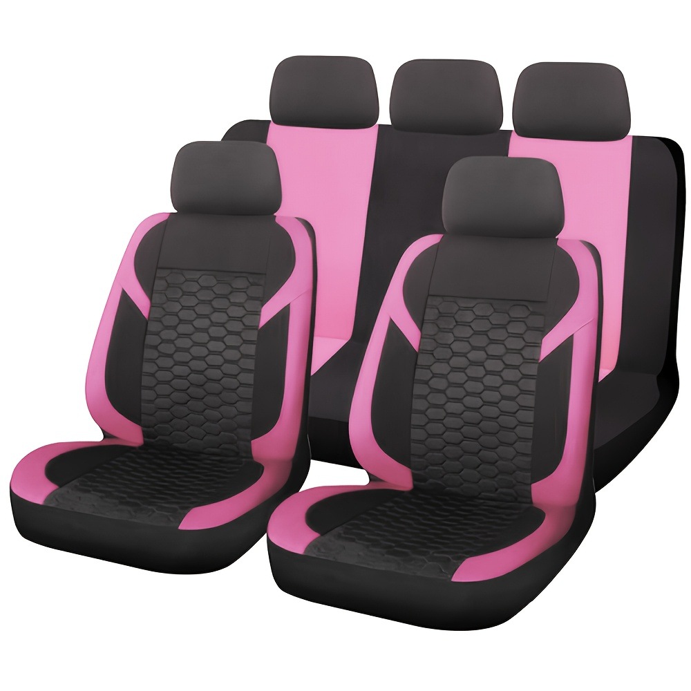 Honeycomb Hexagon Quilted: Universal Universal seat cover - pink-31-x-30-x-11-cm