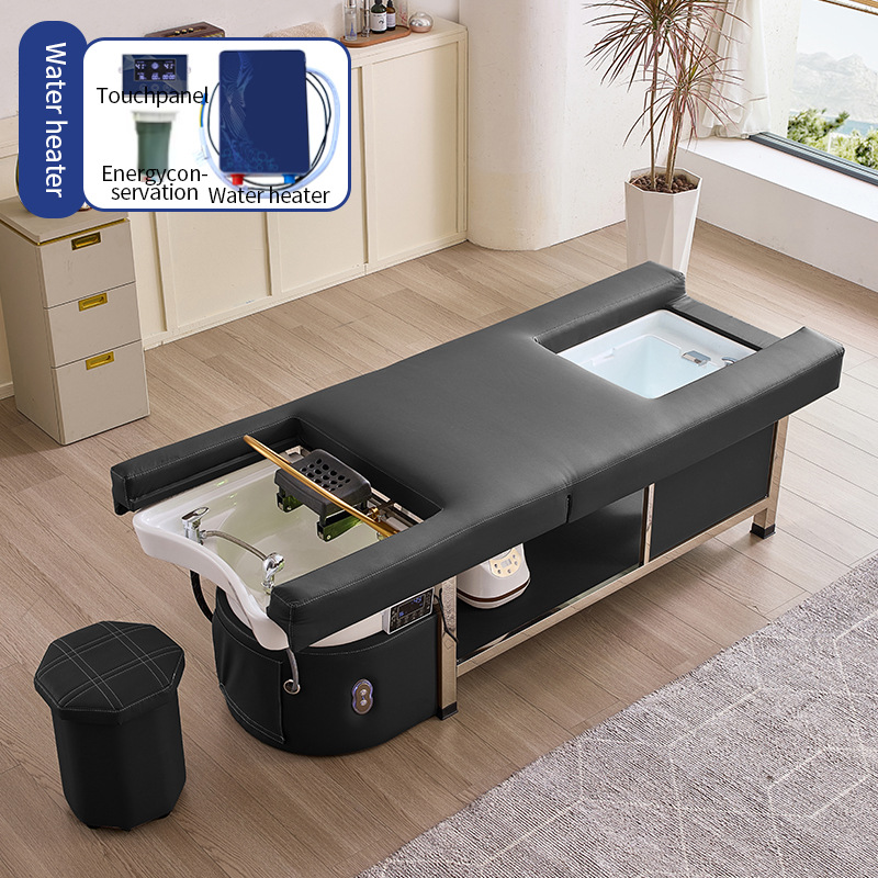 Cama eléctrica elevadora multifuncional para salón de belleza, cama de lavado de cabello, cama de masaje para terapia de cabeza, cama de masaje y cama de fumigación para circulación de agua