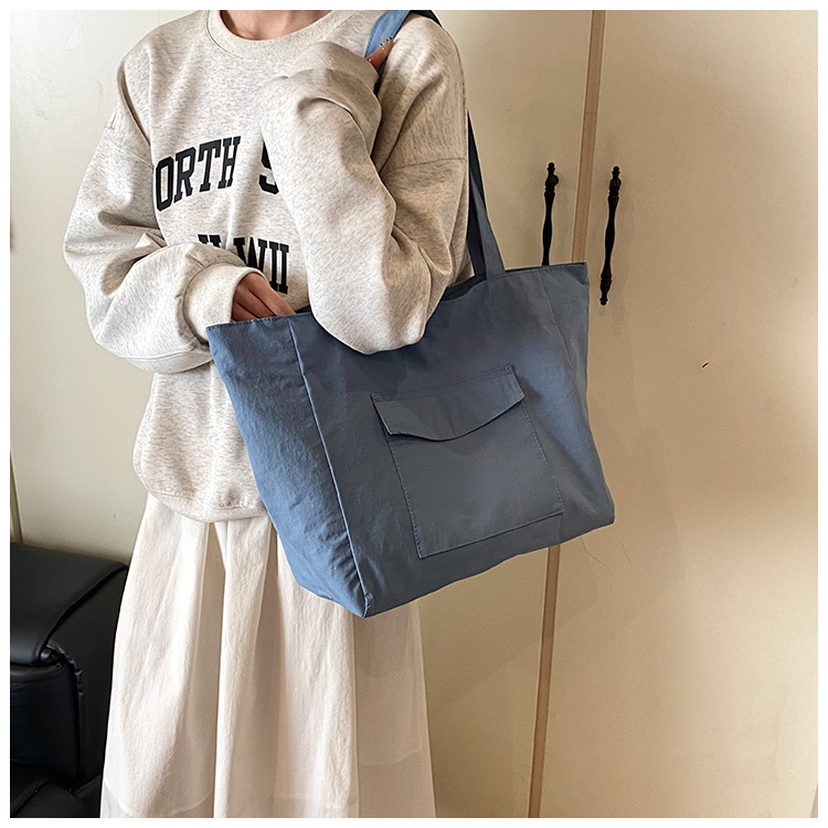 Cross-border laid-back style nylon bag for women 2025 new casual large-capacity shopping handbag, simple and lightweight single-shoulder bag undefined