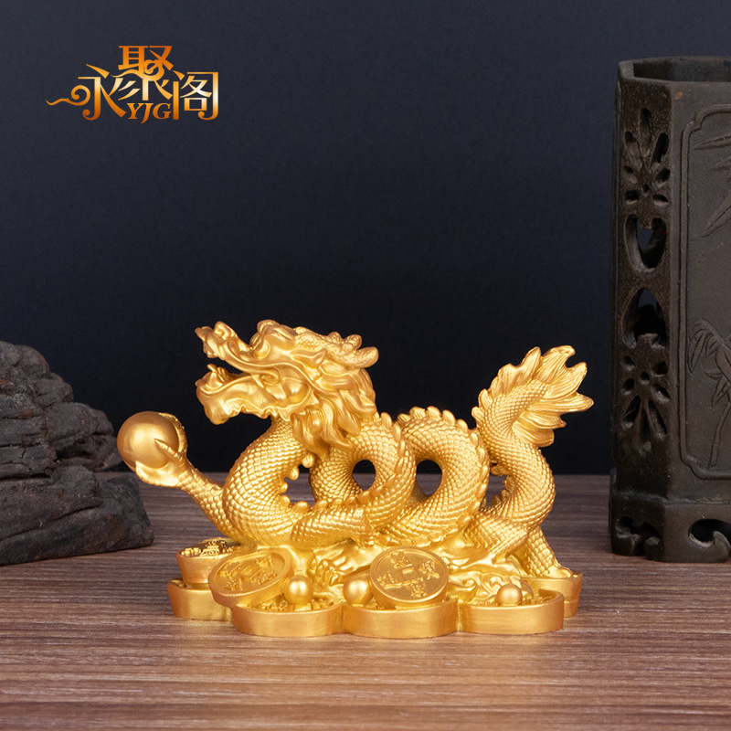 Fábrica directa oro Qianlong decoración Qinglong Zodiaco dragón imitación cobre hanlong Sala Oficina gabinete del vino artesanía