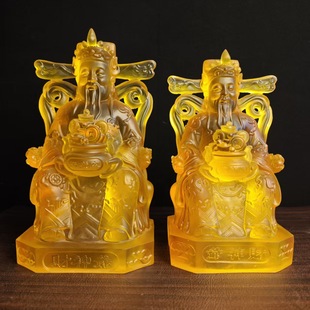 Resin Water Glass God of Wealth Statue for Home Living Room, Buddhist Hall, Shop, Office Worship, Fortune-Attracting God of Wealth Ornament