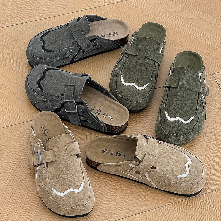 Spring and Autumn Slip-On Birkenstock Shoes for Men, Cork Thick-Soled Closed-Toe Mules, Women's Half-Slip Outdoor Casual Sandals Spring and Autumn Slip-On Birkenstock Shoes for Men, Cork Thick-Soled Closed-Toe Mules, Women's Half-Slip Outdoor Casual Sandals