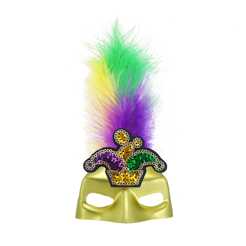 Nuevas máscaras de gatos transfronterizas, pilares, plumas tricolores, fiesta de carnaval brasileño, dibujos animados, props para mascotas