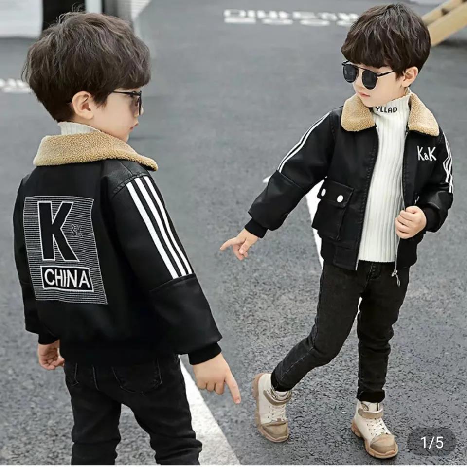 男童皮衣加绒加厚童装皮外套大童儿童保暖2022机车皮夹克PU皮