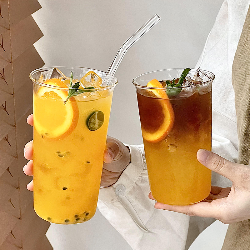 Casual Large-Capacity Glass Milk Tea Iced American Coffee Cup Ins Style Popular Cocktail Cup Fruit Tea Cup