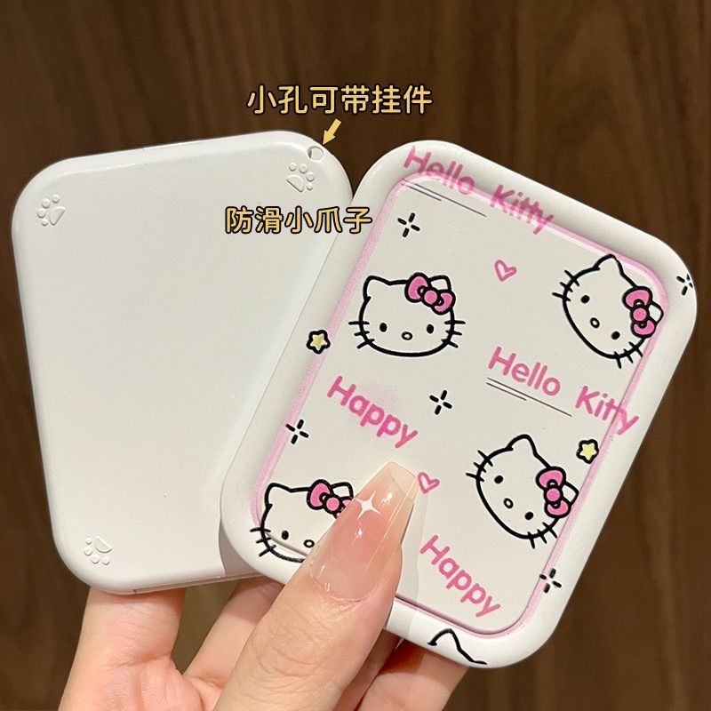 ガーリーキティミラーコーム学生ポータブル小型ミラー折りたたみミラーポータブルかわいい化粧鏡女性用|undefined