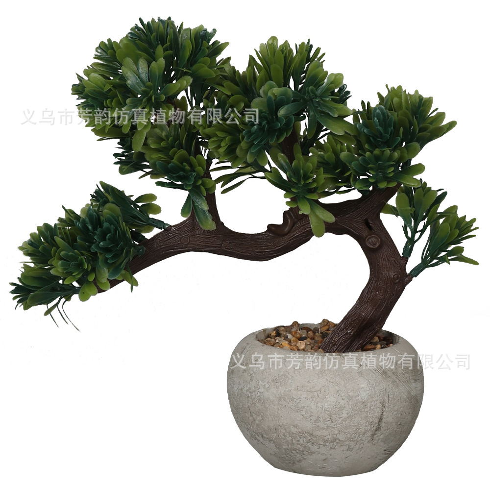 Nuevas plantas artificiales transfronterizas en maceta para decoración del hogar interior, vegetación artificial, hierba de mil capas, pino de bienvenida, bonsái de pulpa de papel.