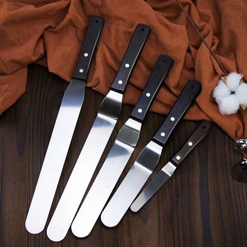 跨境供应烘焙蛋糕刀不锈钢奶油刮刀木柄吻刀裱花蛋糕奶油抹刀