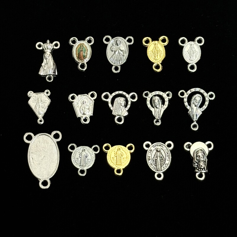 Triangle-shaped small rosary necklace three-hole connector jewelry accessory, bracelet connector jewelry accessory alloy