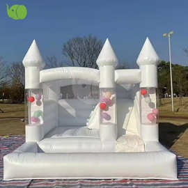 跨境充气跳床滑梯城堡儿童蹦蹦床气球白色弹跳屋室外bounce house