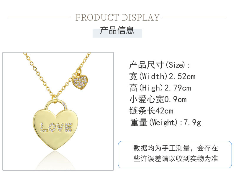 Lock Pendant Letter Heart Necklace Sweater Chain display picture 1