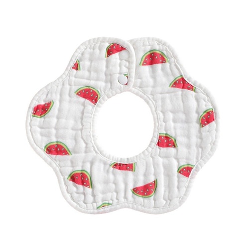Six-layer saliva towel, children's mother and baby washable bib, 360 degree petal bib, pure cotton printed saliva towel