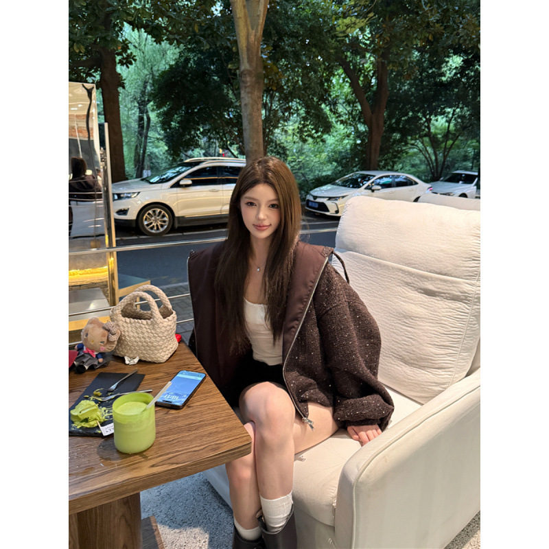 昕可达 连帽小香风外套女秋季新款宽松复古设计感小众高级感上衣|undefined