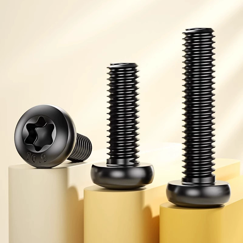 Винт с внутренним шлицем Torx и цилиндрической головкой класса 10,9 GB2672, черный противоугонный болт с полукруглой головкой M3M4-M10