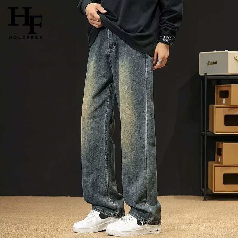Чао бренд мальчики брюки свободные широкие брюки черные прямые джинсы мужские весенние и осенние американские высокие уличные брюки