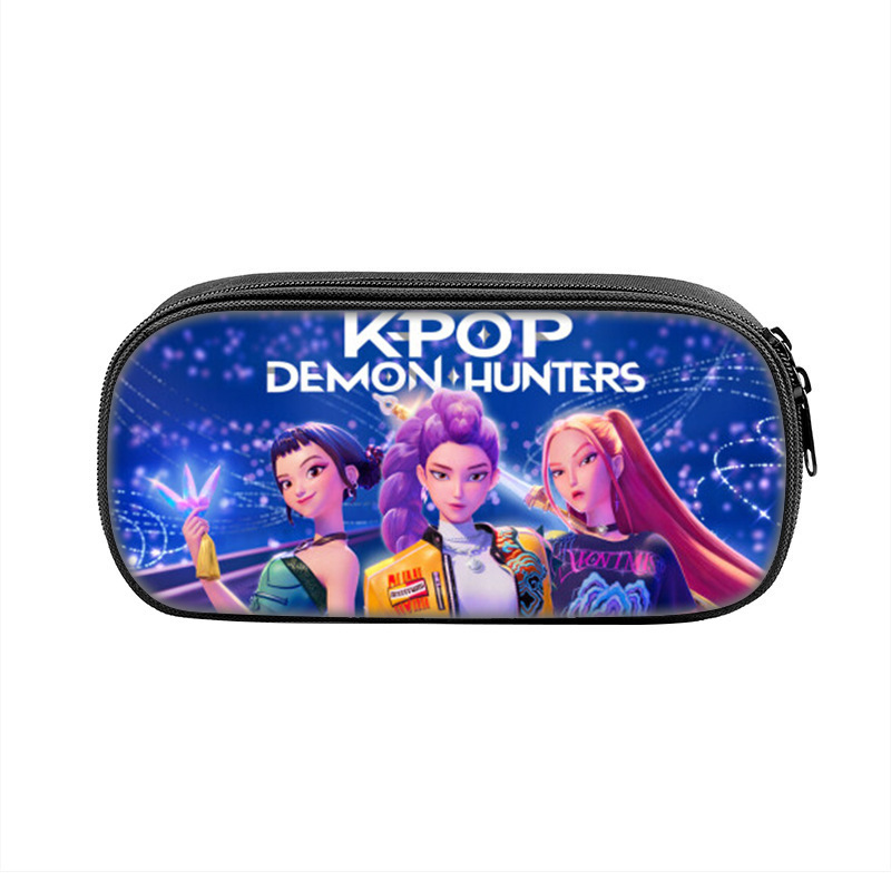 国境を越えた新製品 Huntrix Kpop プリント周辺ペンバッグ ハンター魔女グループ 小中学生鉛筆文具箱|undefined