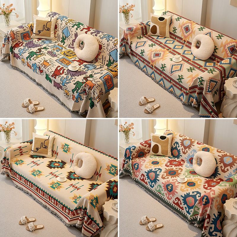 Sofá toalla cojín cuatro estaciones anti-gato universal toalla de cubierta de tela de mesa cubierta de polvo manta decorativa de vacaciones antideslizante de una pieza