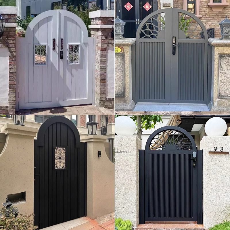 Aluminum Alloy Courtyard Door Villa Door Arch Wrought Iron Yard Door Stainless Steel Single Door Garden Double Door