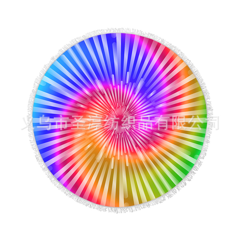 La fibra impresa redonda de la toalla de playa de la fuente directa de la fábrica con las borlas siente suave puede ser arena antiadherente de la playa de la imagen