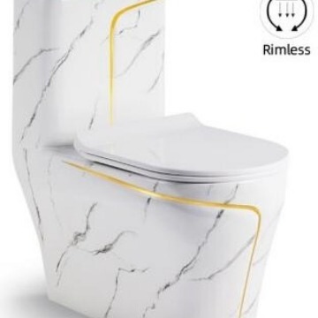 現代大理石紋一体便器カラー陶磁器家庭用トイレ超旋風サイフォン便器潮州工事代金|undefined