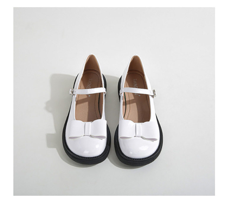 Giày Mary Jane nữ mũi tròn gót vuông thấp có nơ, phong cách Hàn Quốc, size lớn — Màu trắng, Màu đen chi tiết 25