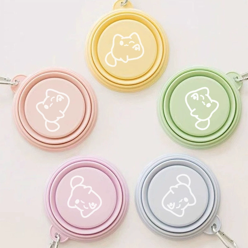 Чаша для домашних животных силиконовая складная чаша Макарон цвет наружная портативная водная миска с пряжкой кошка собака питьевая чаша на месте