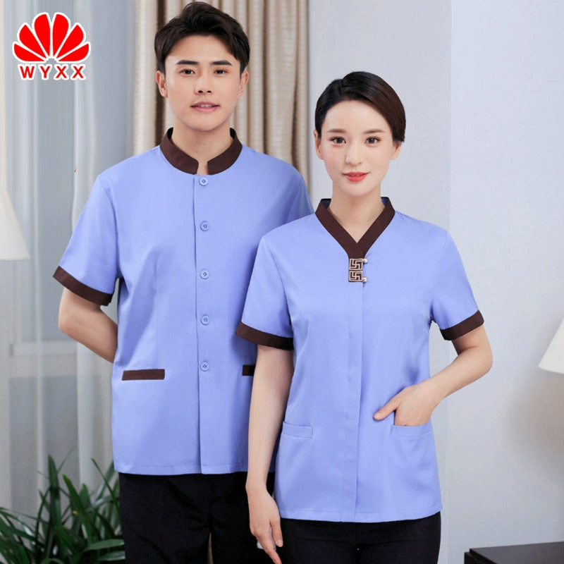 Отель Тетушка Рабочая одежда Летняя одежда Служащий в номере Чистящая одежда Отель Уборка пола Одежда с коротким рукавом для женщин