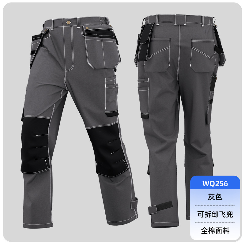 跨境全棉多兜飞兜工作裤男耐磨车间工厂装修建筑工作服裤子定制|undefined