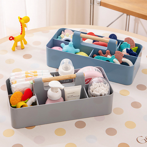 Hand-held convenient baby diaper bottle storage box household multi-compartment baby care toiletries storage box