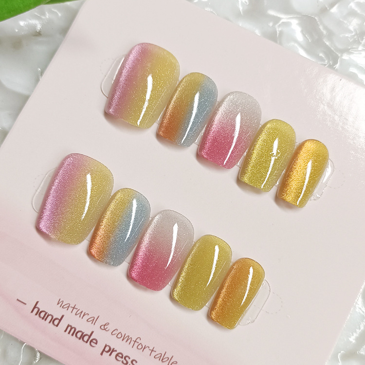 Diez piezas de piezas de uñas de alta calidad hecha a mano, Douyin Xiaohongshu, parche de uñas de venta caliente, armadura de ojo de gato de cristal image 21