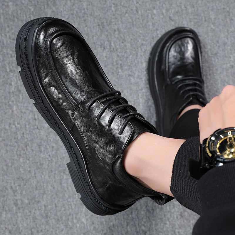 Высокие кожаные туфли из натуральной кожи, мужские Модные универсальные туфли в Корейском стиле, Новинка осени и зимы 2020, теплые хлопковые туфли на флисовой подкладке, повседневная мужская обувь