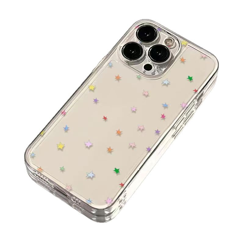 Color estrella de cinco puntas para iphone15promax funda para teléfono transparente Apple 16 anti-caída 14pro transfronterizo 13x