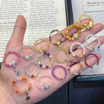 天然水晶碧玺指环珍珠素圈小众高级感手工戒指宝石手饰戒圈批发