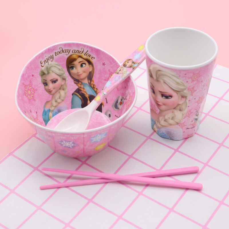 Children's tableware suit Internet celebrity Frozen princess Elsa bowl baby dinner plate drop-resistant anti-scald dish cute water Cup