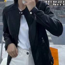 皮衣外套女春季新款2023年韩版修身立领时尚短款上衣pu机车皮夹克