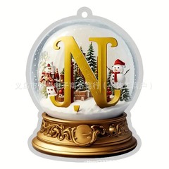 クリスマスレター黄色のクリスタルボールアクリル車の装飾品クリスマスツリーペンダント家の装飾バックミラー