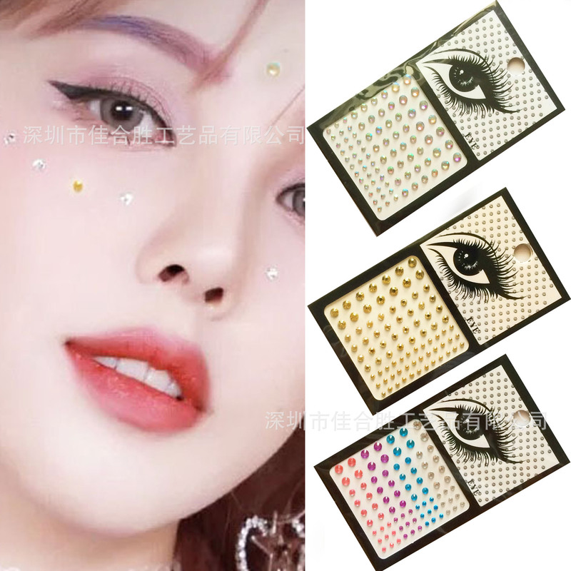 Chen Xiaoxiao same style star Moon stickers face accessories ice transparent rhinestone bridal nail Diamond Pearl acrylic face stickers for women