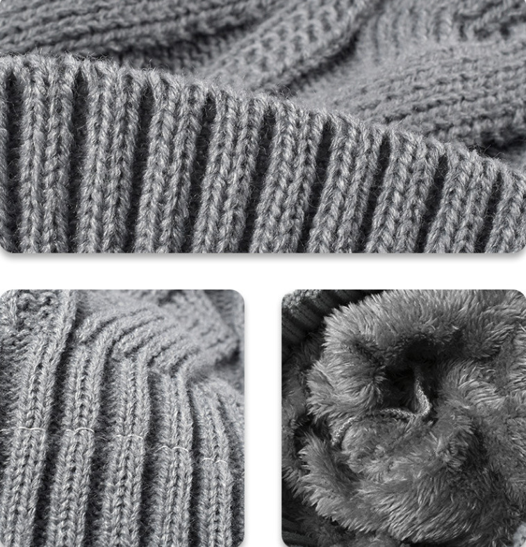 Men's winter knitted with thick velvet for warmth, running and hiking women's woolen hat, brimless hat_voghion.com
