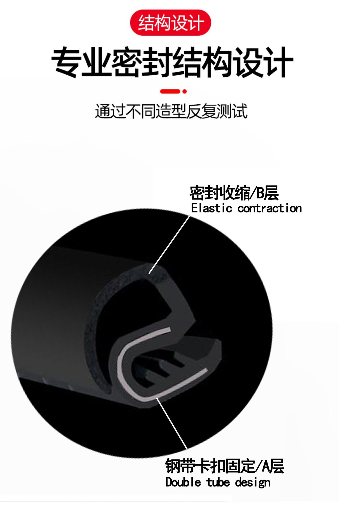 B- pillar car sealing strip car door seam dustproof soundproof strip steel strip B- pillar slot bumper strip paste car rubber strip