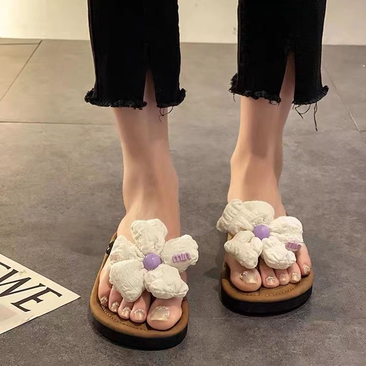 Fashionable beach universal high quality comfortable slippers flat, flowered