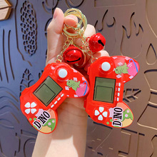 创意卡通红色恐龙游戏机钥匙扣儿童玩具书包挂件钥匙链小礼品批发